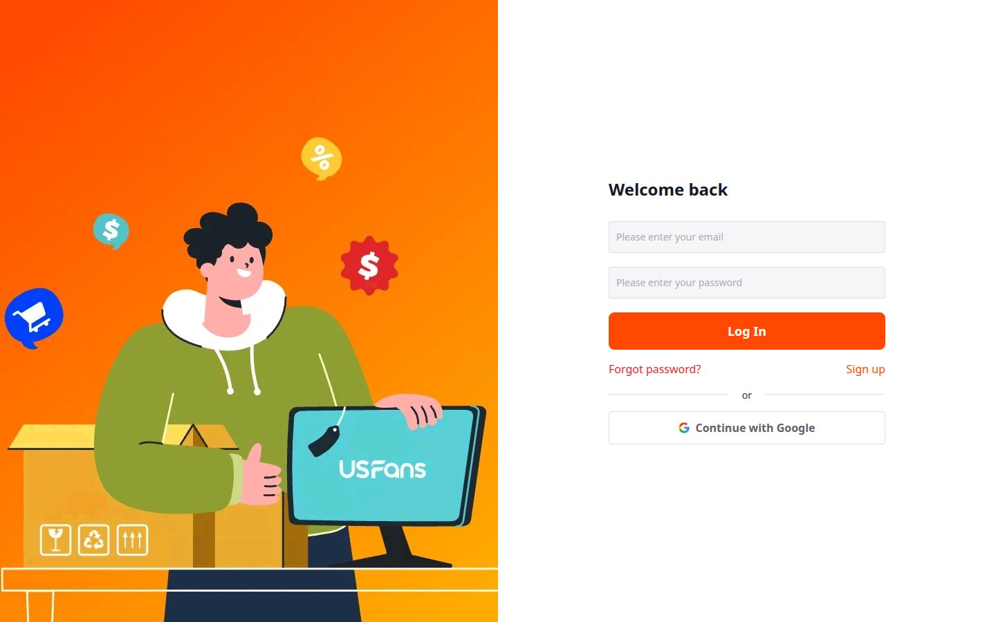 USFans DIY Order opende Sign In / Register op /login?redirect=/order/manual
